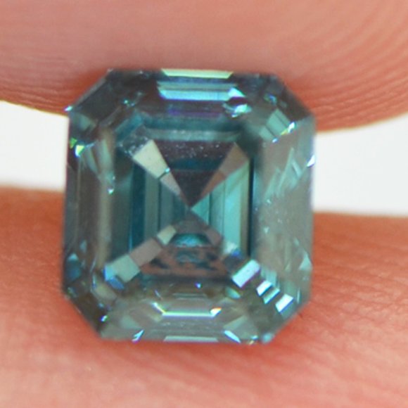 Asscher Cut Diamond Fancy Blue Color Loose VVS2 1.00 Carat - Picture 8 of 9
